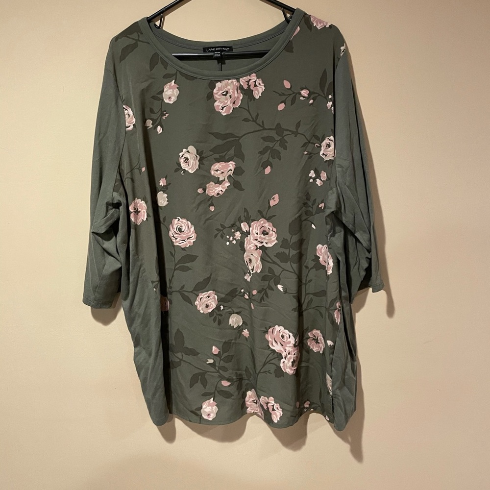 Lane Bryant Green Floral Top 22/24
